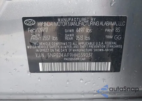 2017 Hyundai Sonata from USA, damaged, VIN 5NPE24AF9HH559037